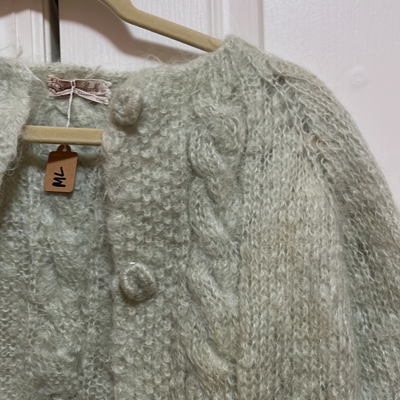 Mint green fuzzy cardigan - Picture 2 of 4